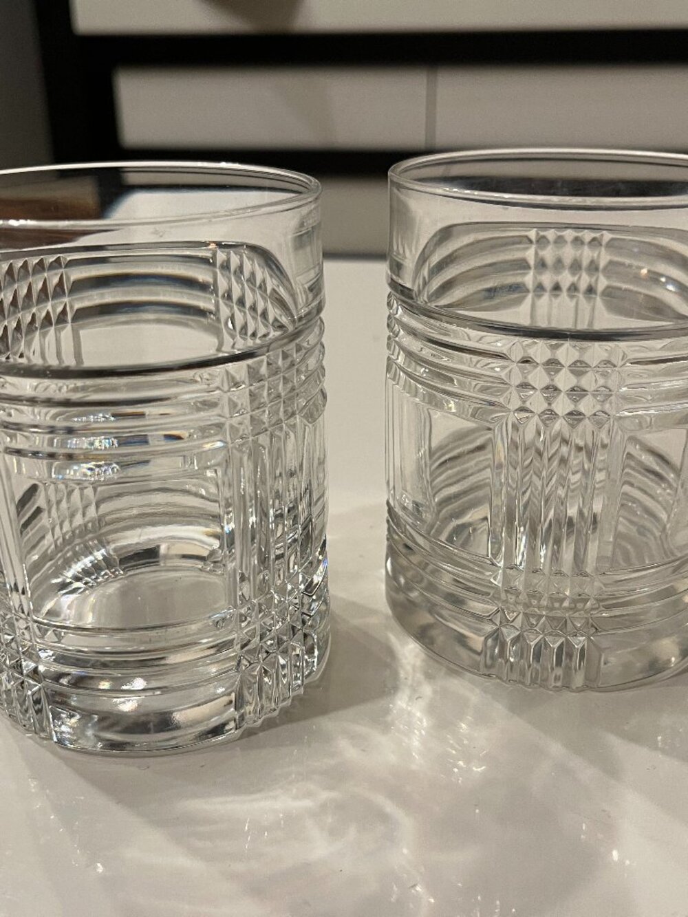 Ralph Lauren Glen Plaid Crystal Double Old Fashioned Glasses Set of 2